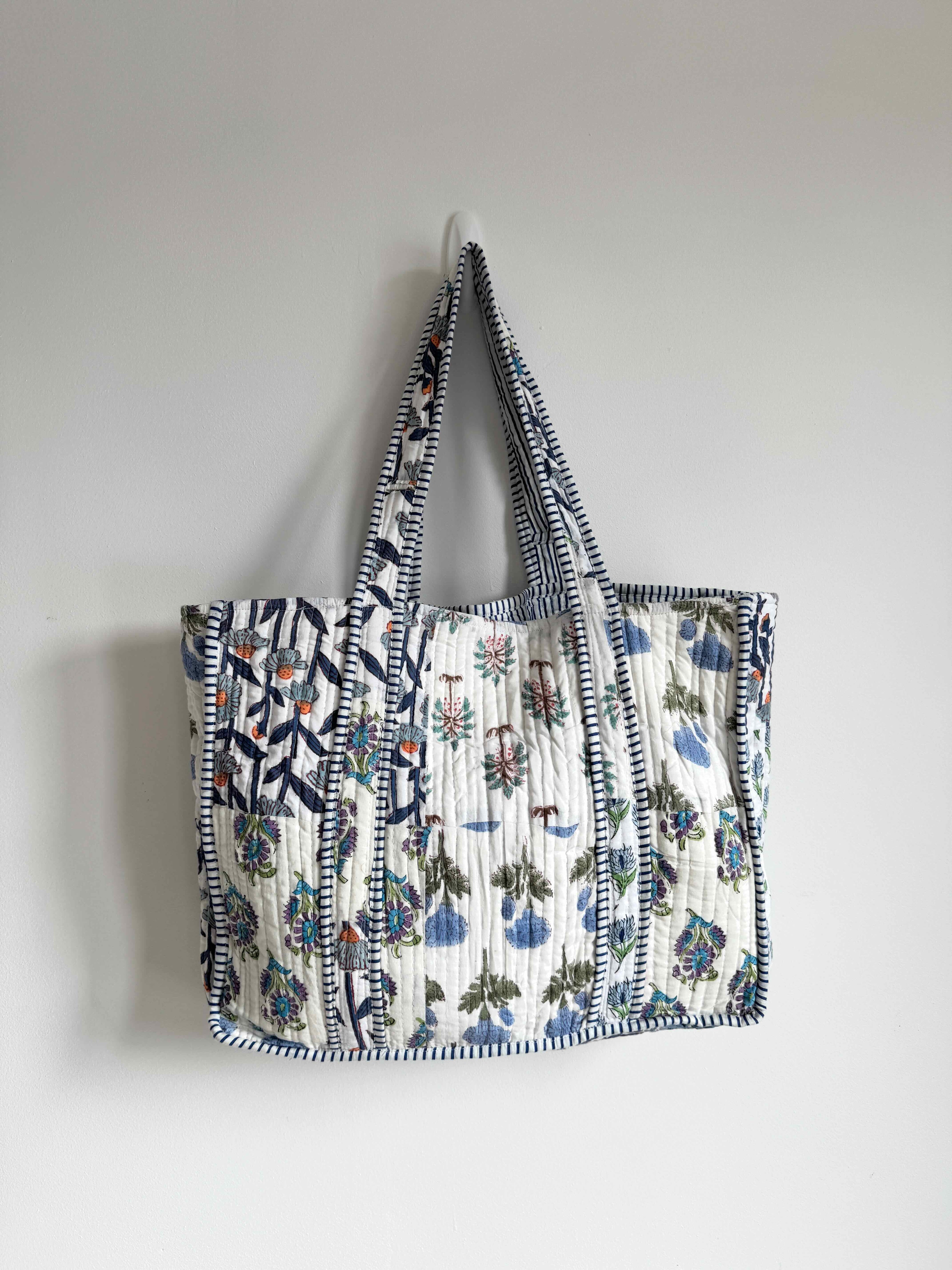 Bluebell Bloom Patchwork Quilted Tote Bag