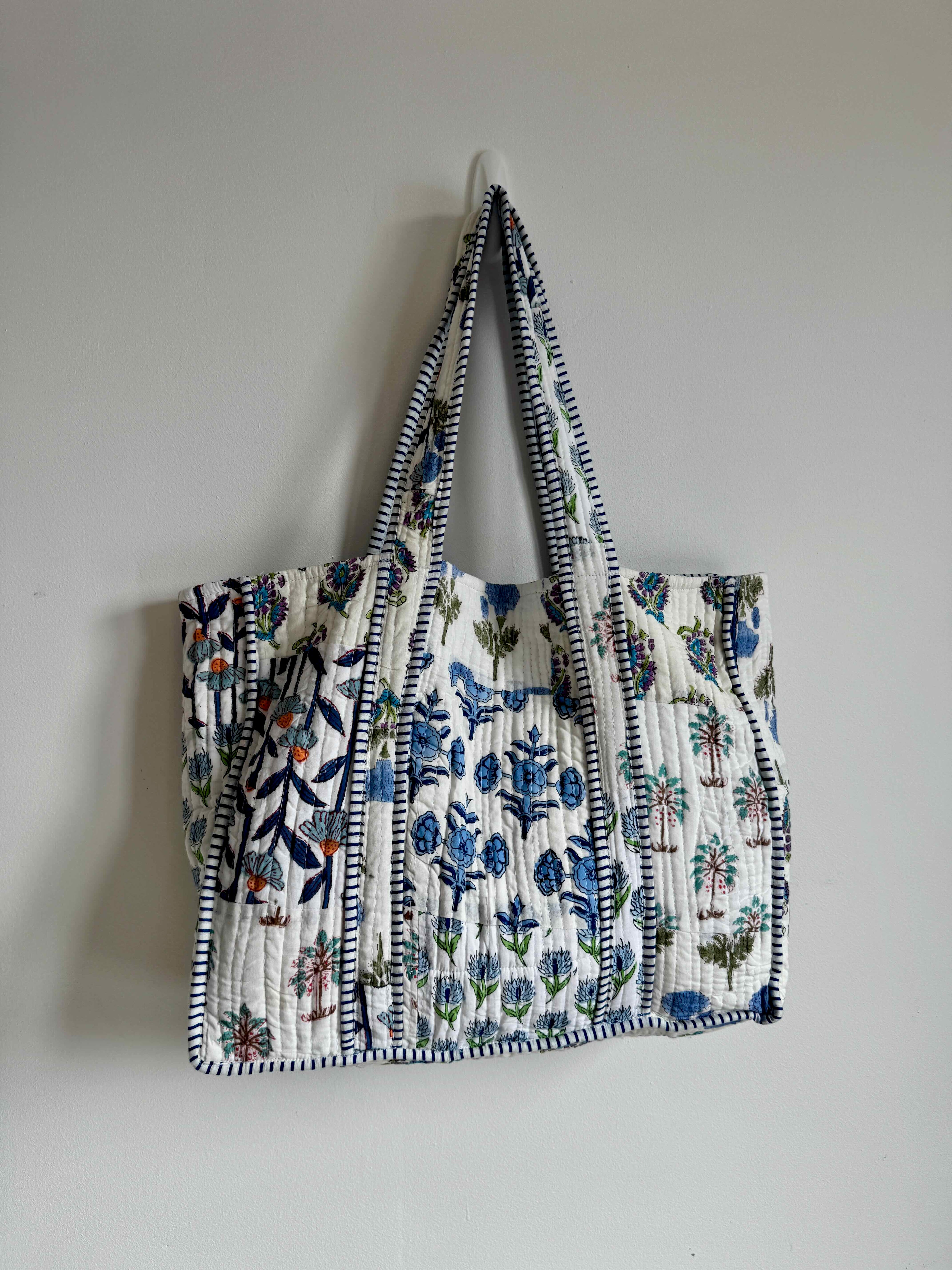 Bluebell Bloom Patchwork Quilted Tote Bag