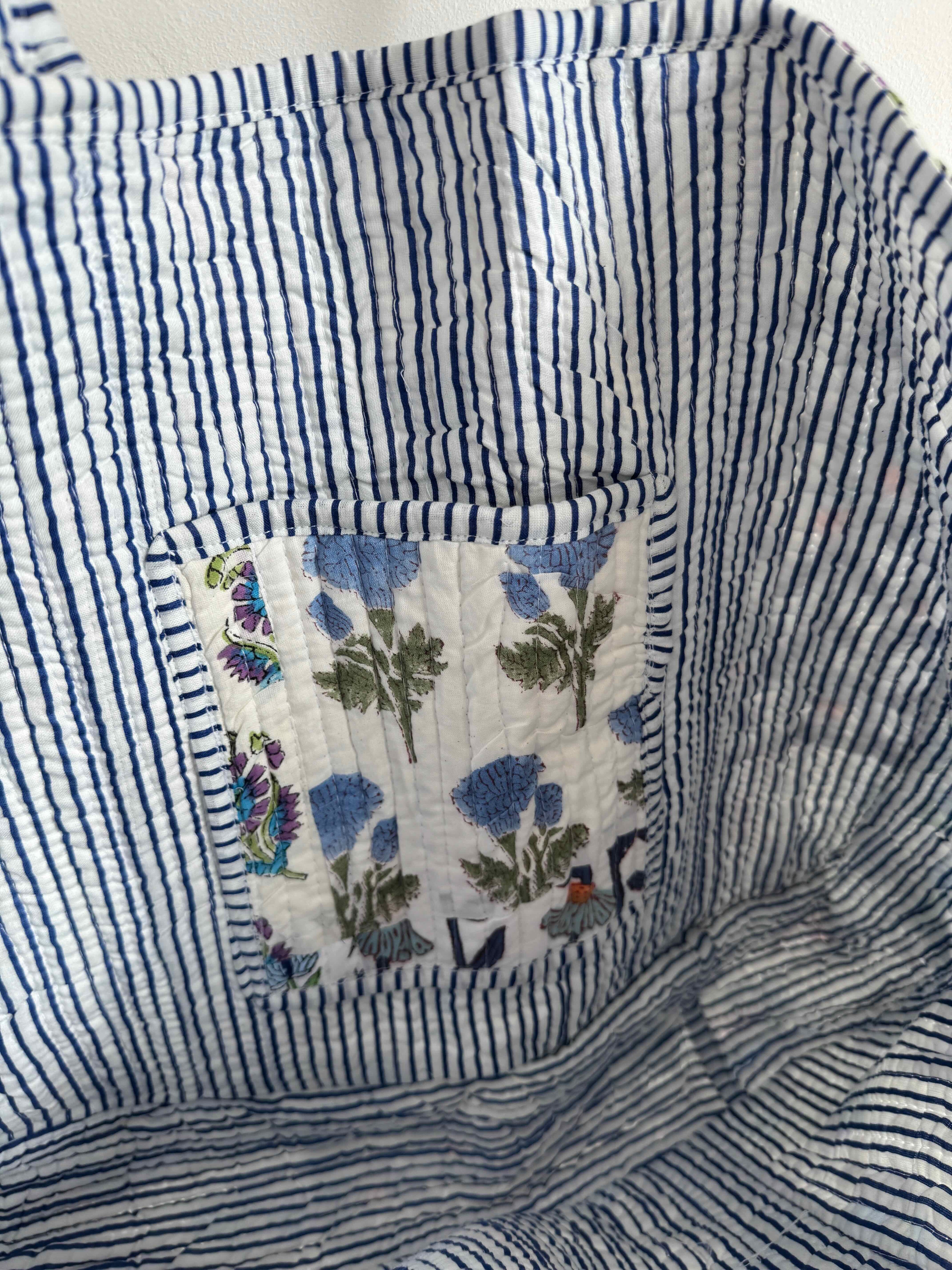 Bluebell Bloom Patchwork Quilted Tote Bag