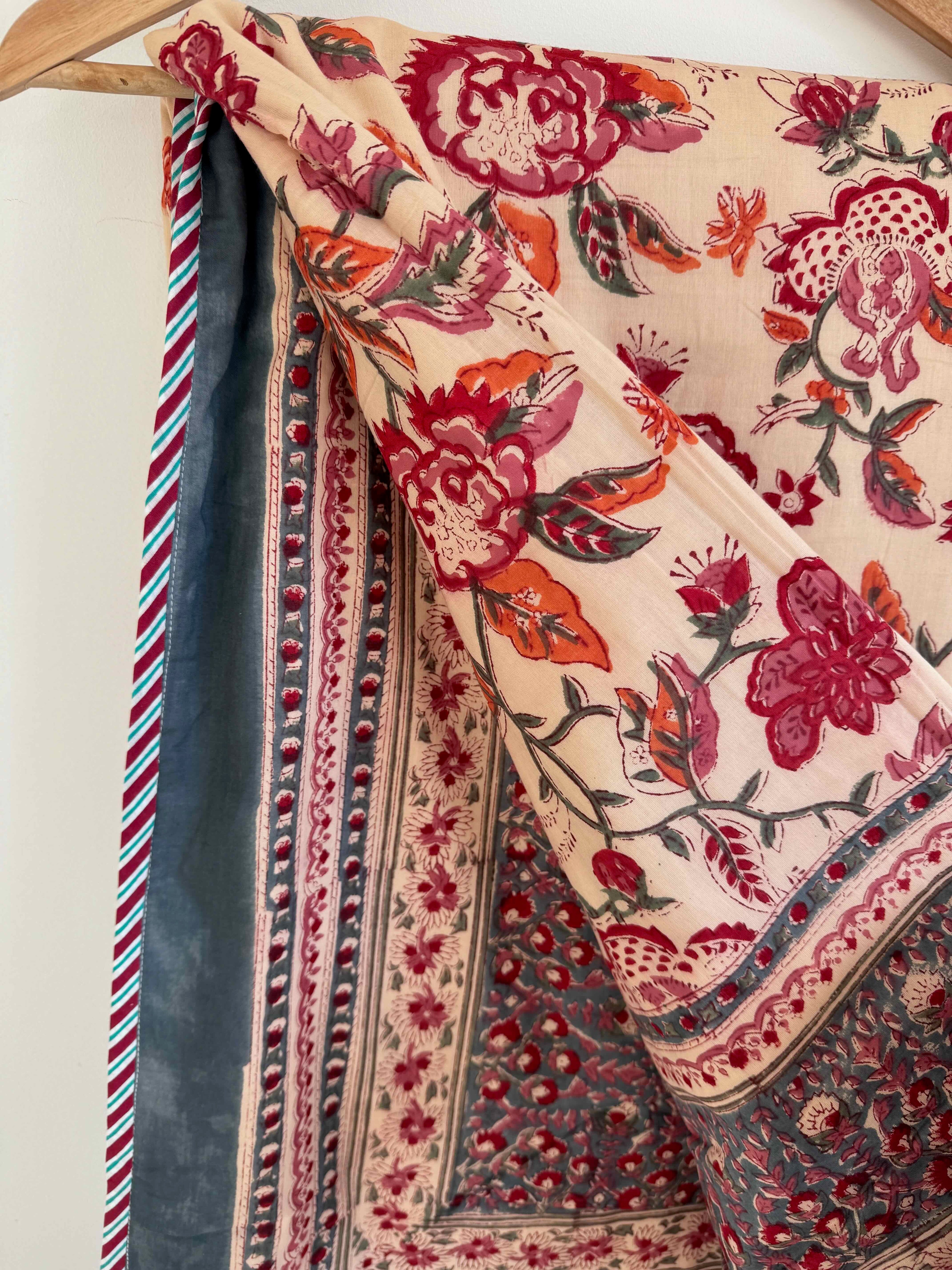 Crimson Meadow Cotton Quilt - 170 x 220cm