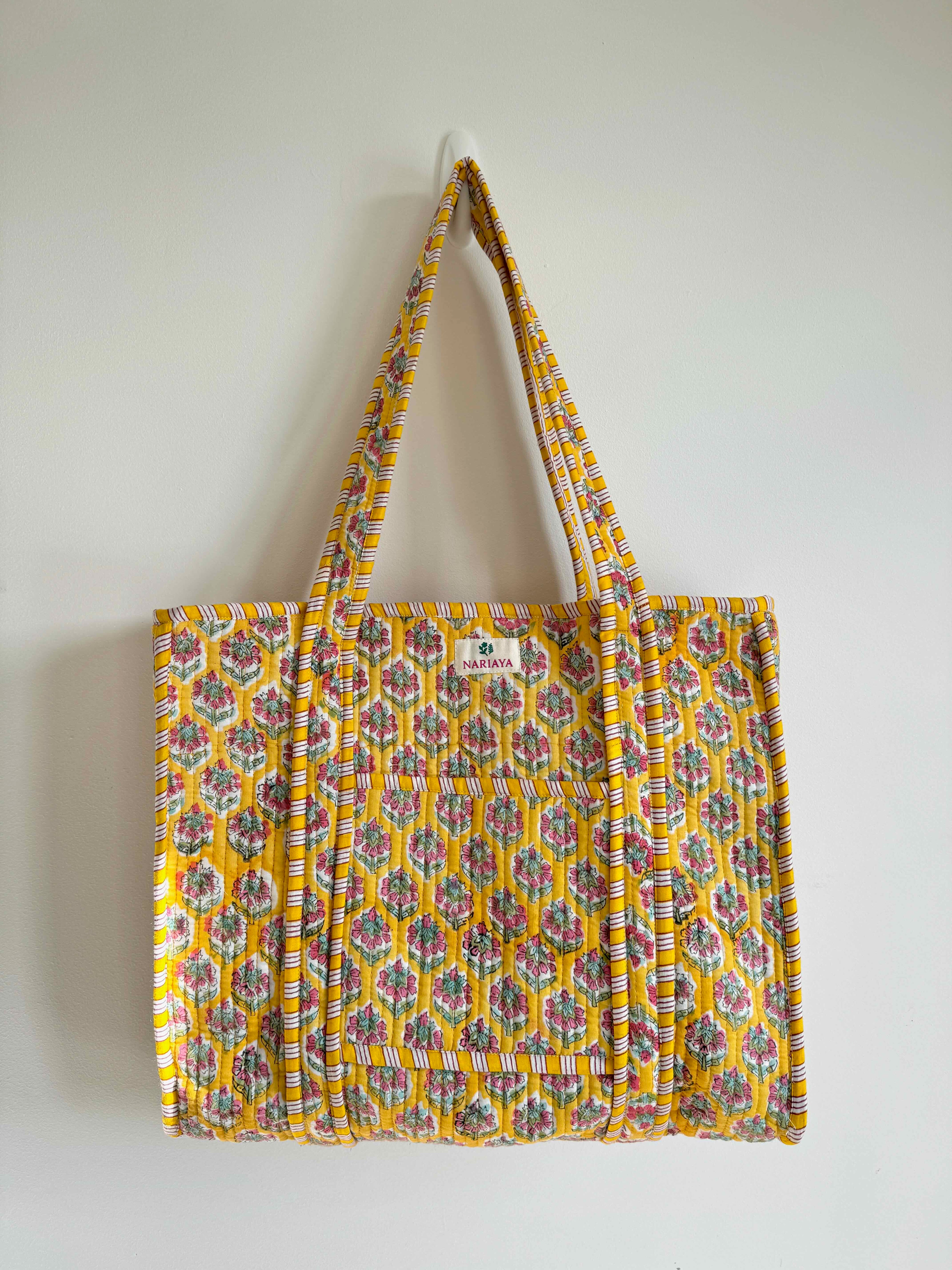 Golden Bloom Quilted Tote Bag