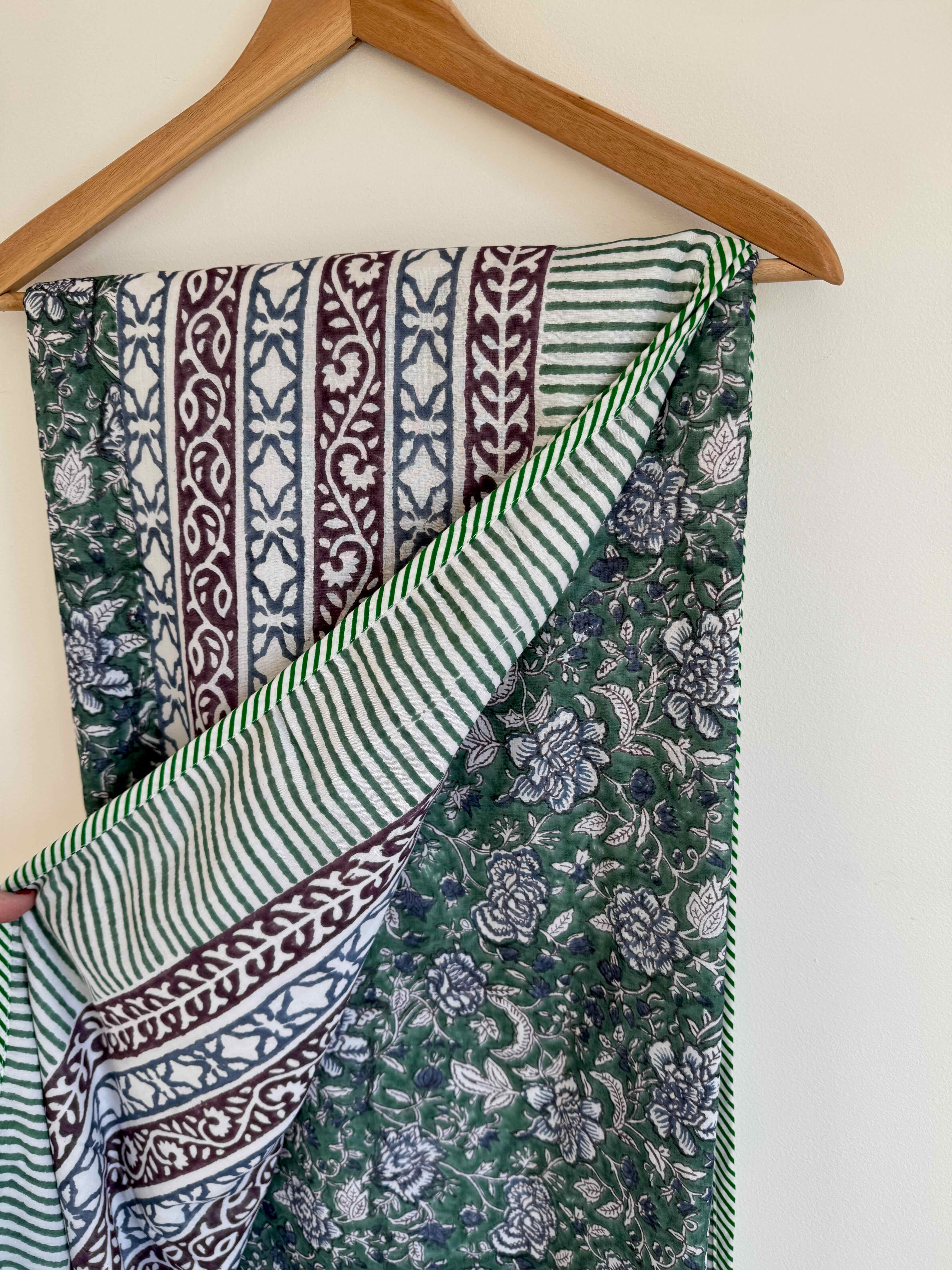 Green Garden Cotton Quilt - 170 x 220cm