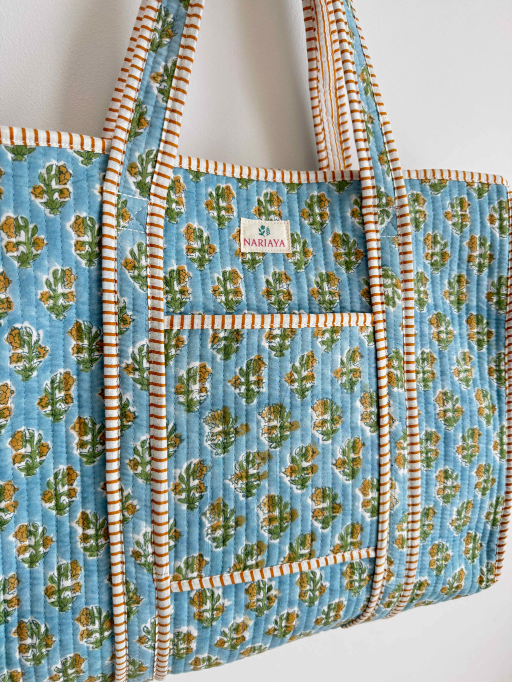 Meadow Blue Quilted Tote Bag