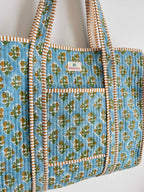 Meadow Blue Quilted Tote Bag
