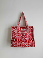 Pink Floral Quilted Tote Bag