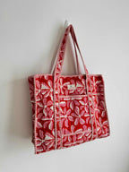 Pink Floral Quilted Tote Bag