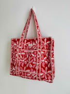 Pink Floral Quilted Tote Bag