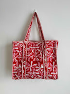 Pink Floral Quilted Tote Bag
