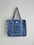 Cobalt Blue Quilted Tote Bag