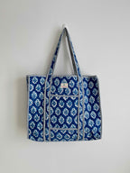 Cobalt Blue Quilted Tote Bag