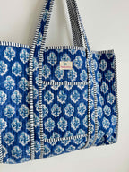 Cobalt Blue Quilted Tote Bag