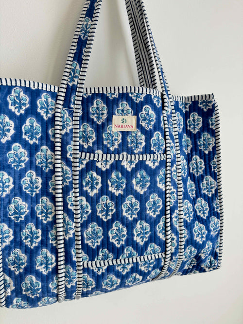 Cobalt Blue Quilted Tote Bag