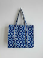 Cobalt Blue Quilted Tote Bag