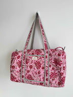 Pink Floral Quilted Duffle Bag