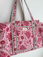 Pink Floral Quilted Duffle Bag