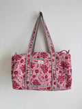 Pink Floral Quilted Duffle Bag