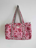 Pink Floral Quilted Duffle Bag