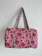 Pink Floral Quilted Duffle Bag