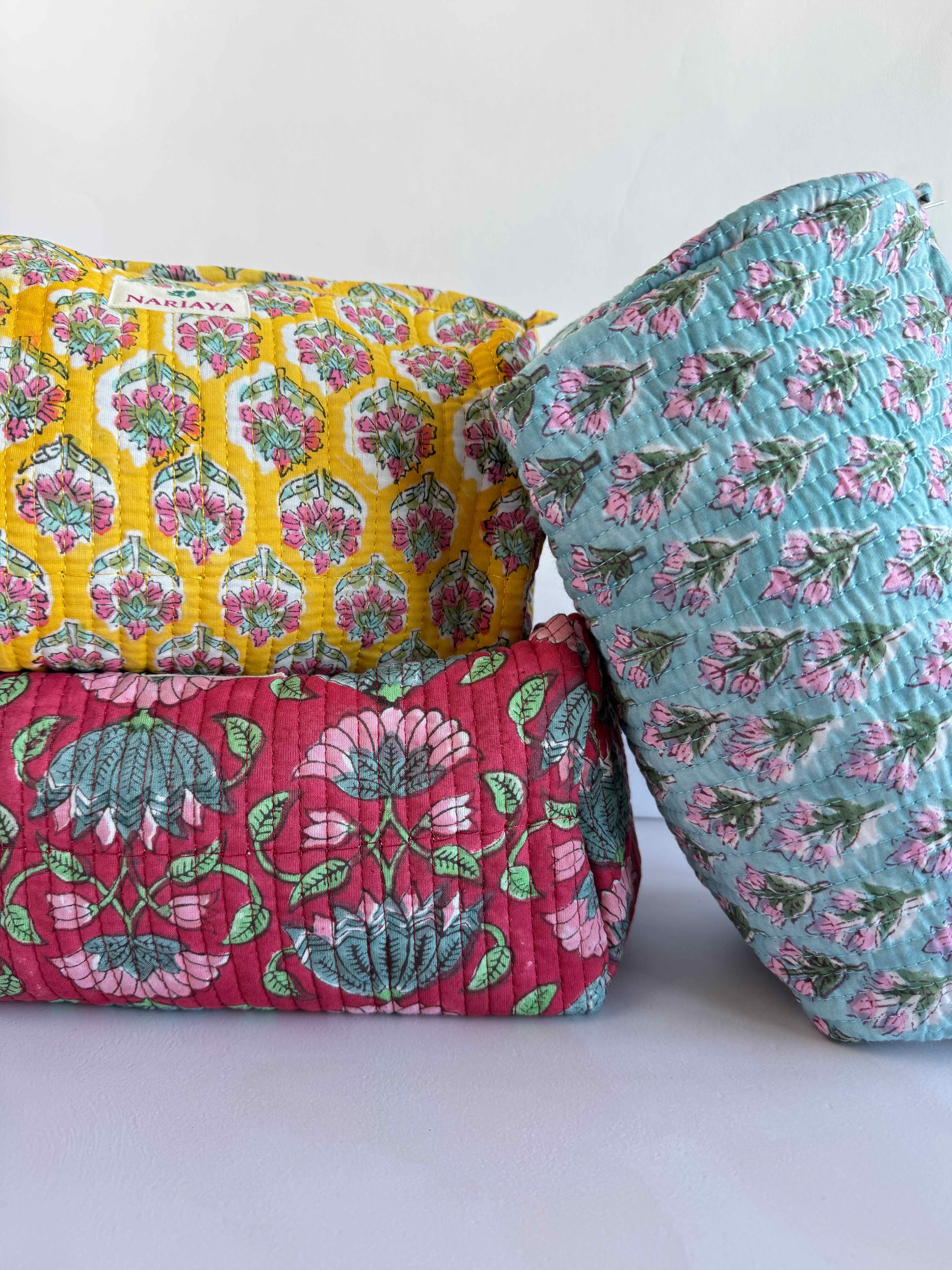 Bloc Printed Cotton Wash Bags