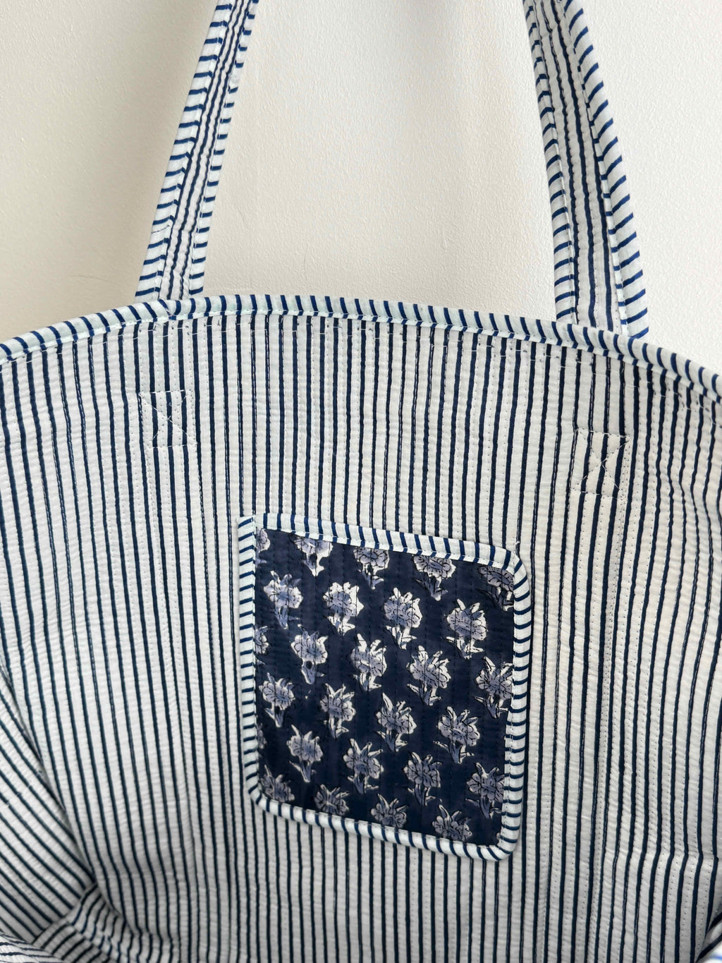 Midnight Blue Quilted Tote Bag