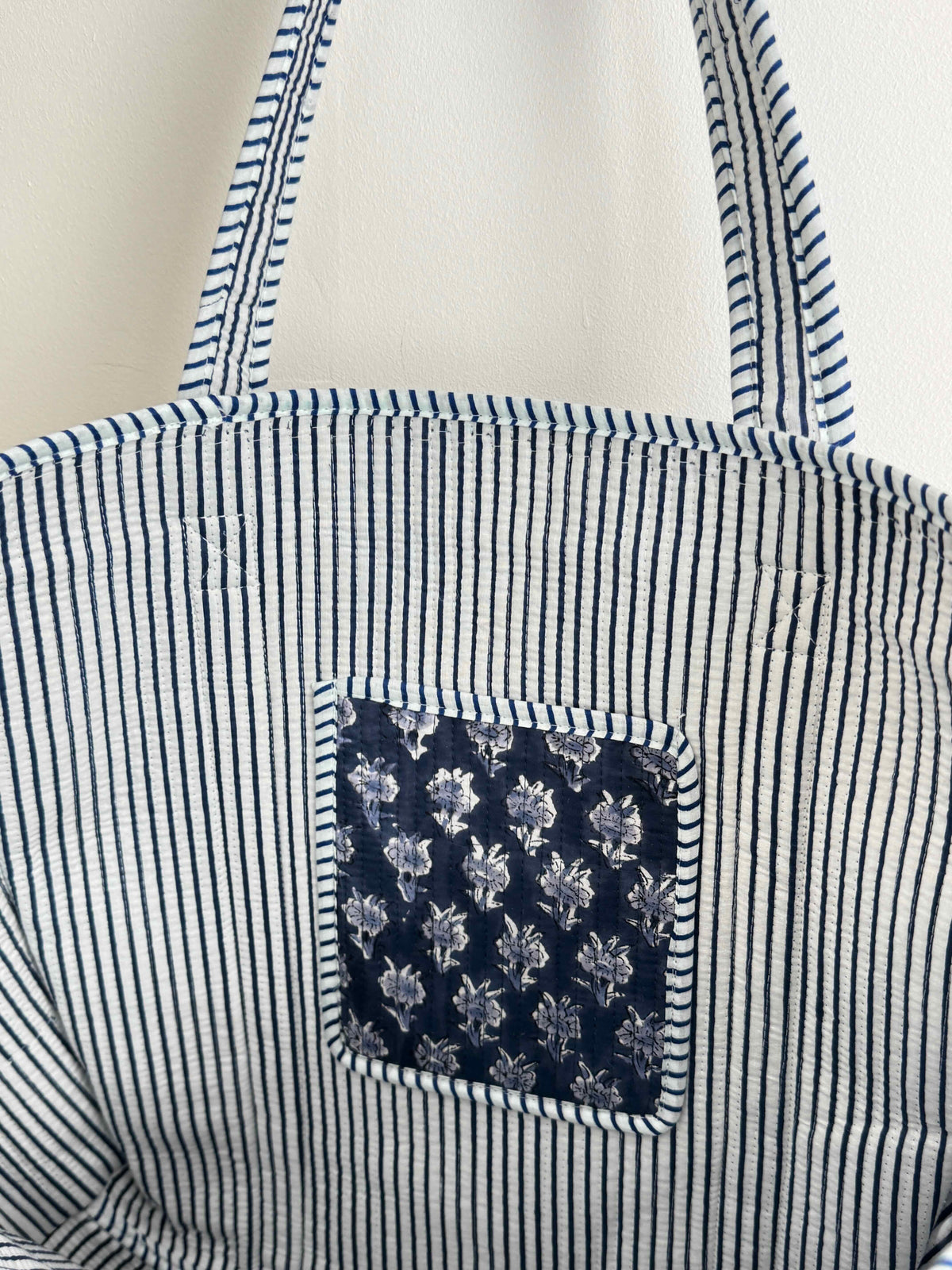 Midnight Blue Quilted Tote Bag