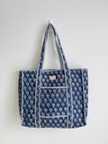 Midnight Blue Quilted Tote Bag