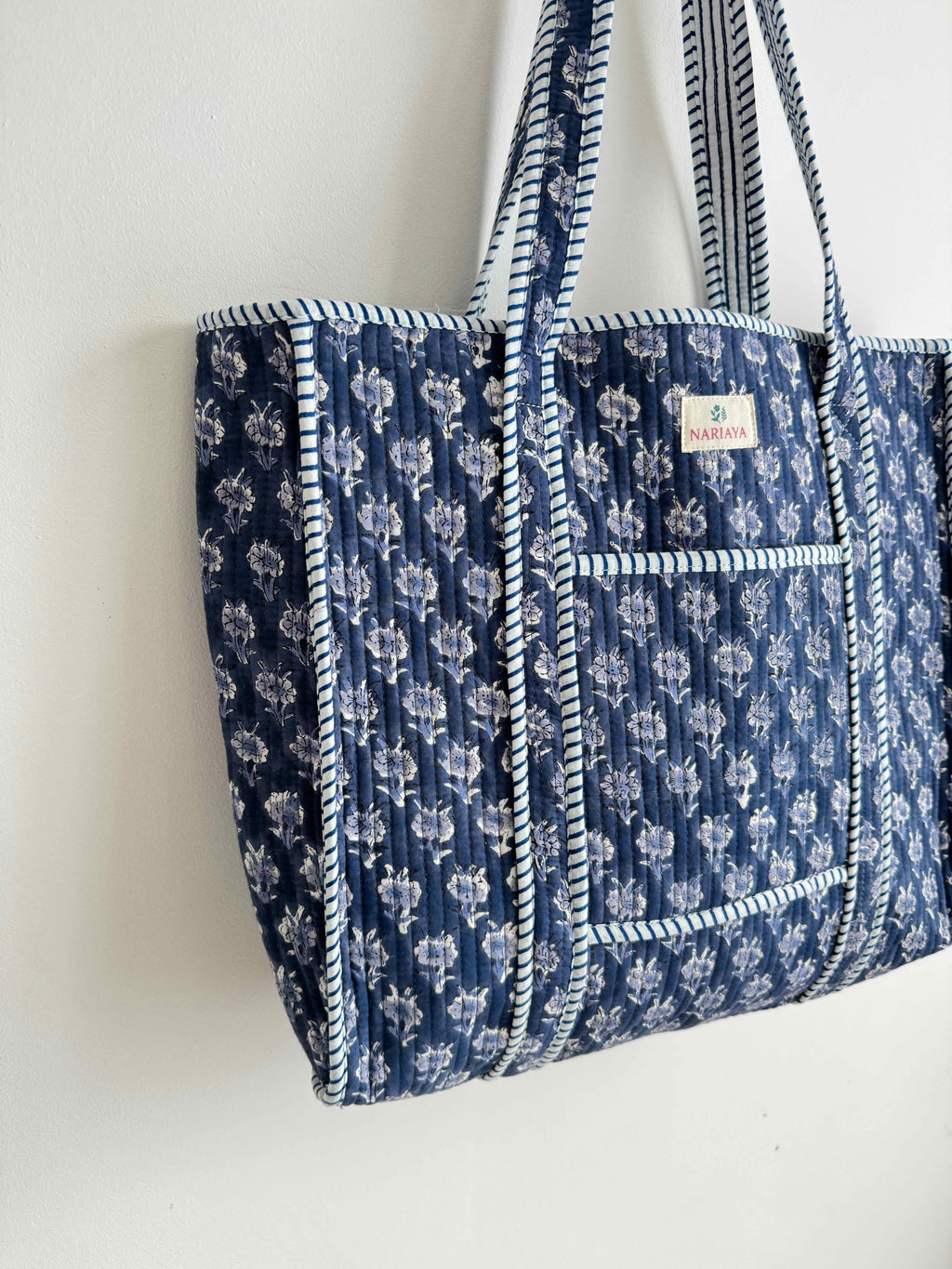 Midnight Blue Quilted Tote Bag