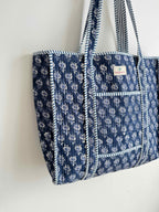 Midnight Blue Quilted Tote Bag