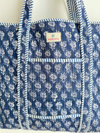 Midnight Blue Quilted Tote Bag