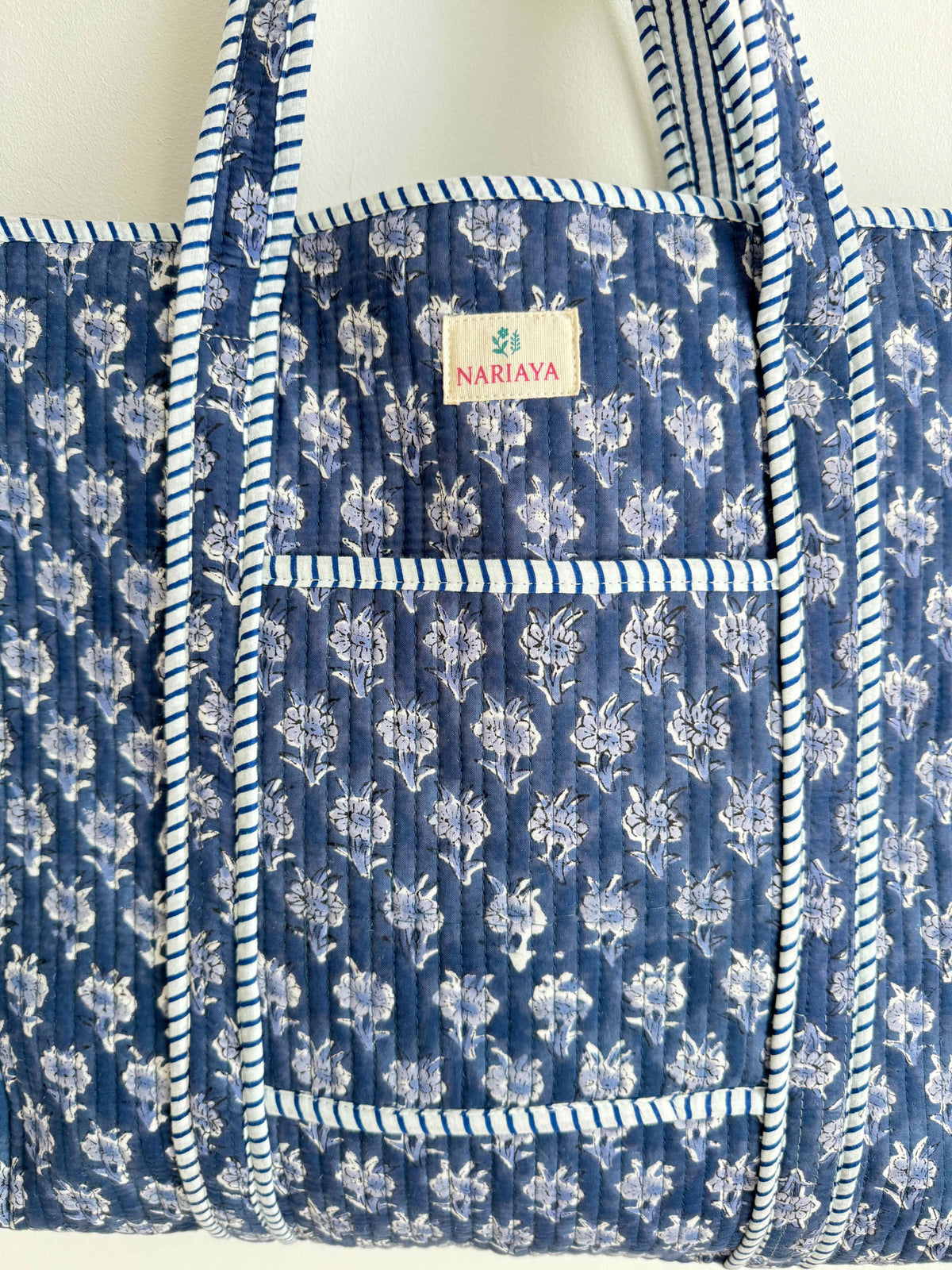 Midnight Blue Quilted Tote Bag