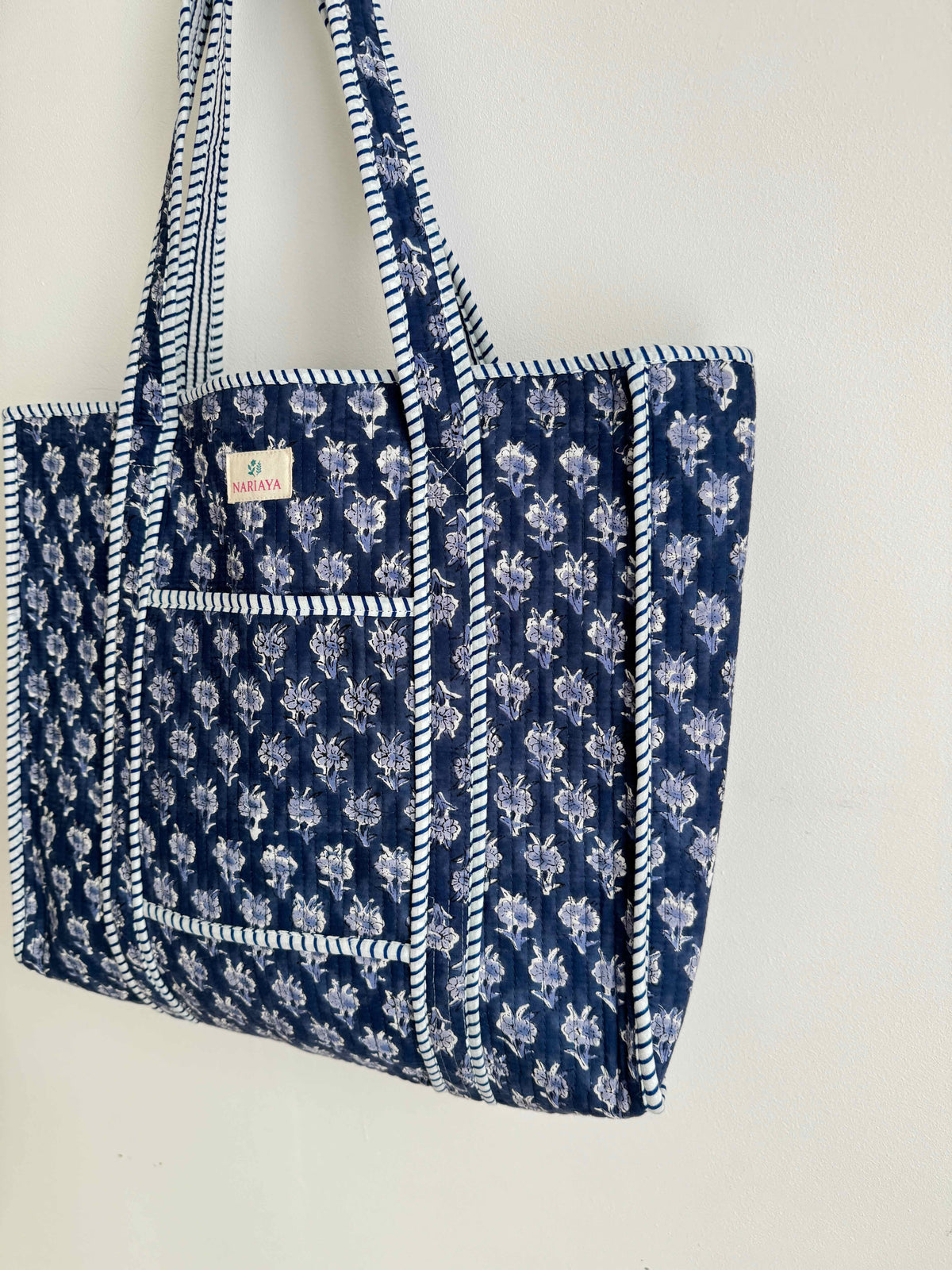 Midnight Blue Quilted Tote Bag