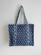 Midnight Blue Quilted Tote Bag