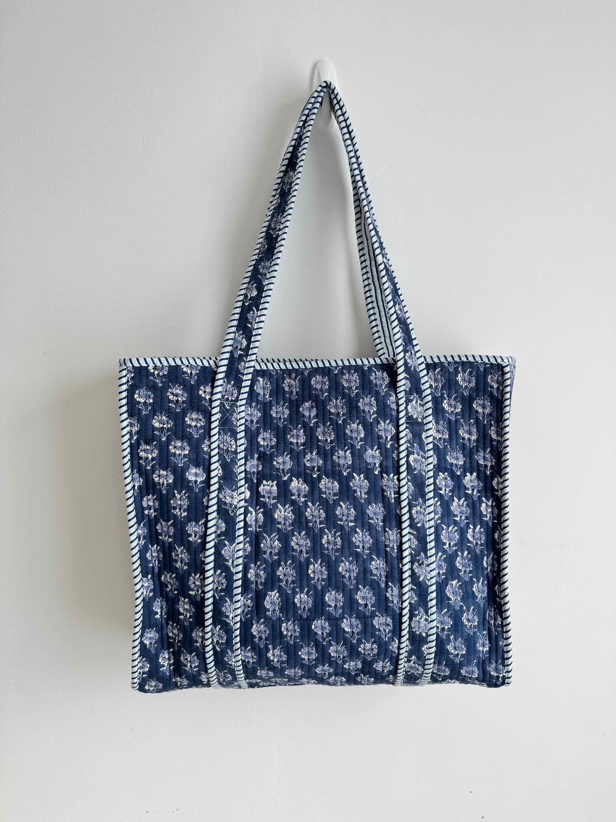 Midnight Blue Quilted Tote Bag