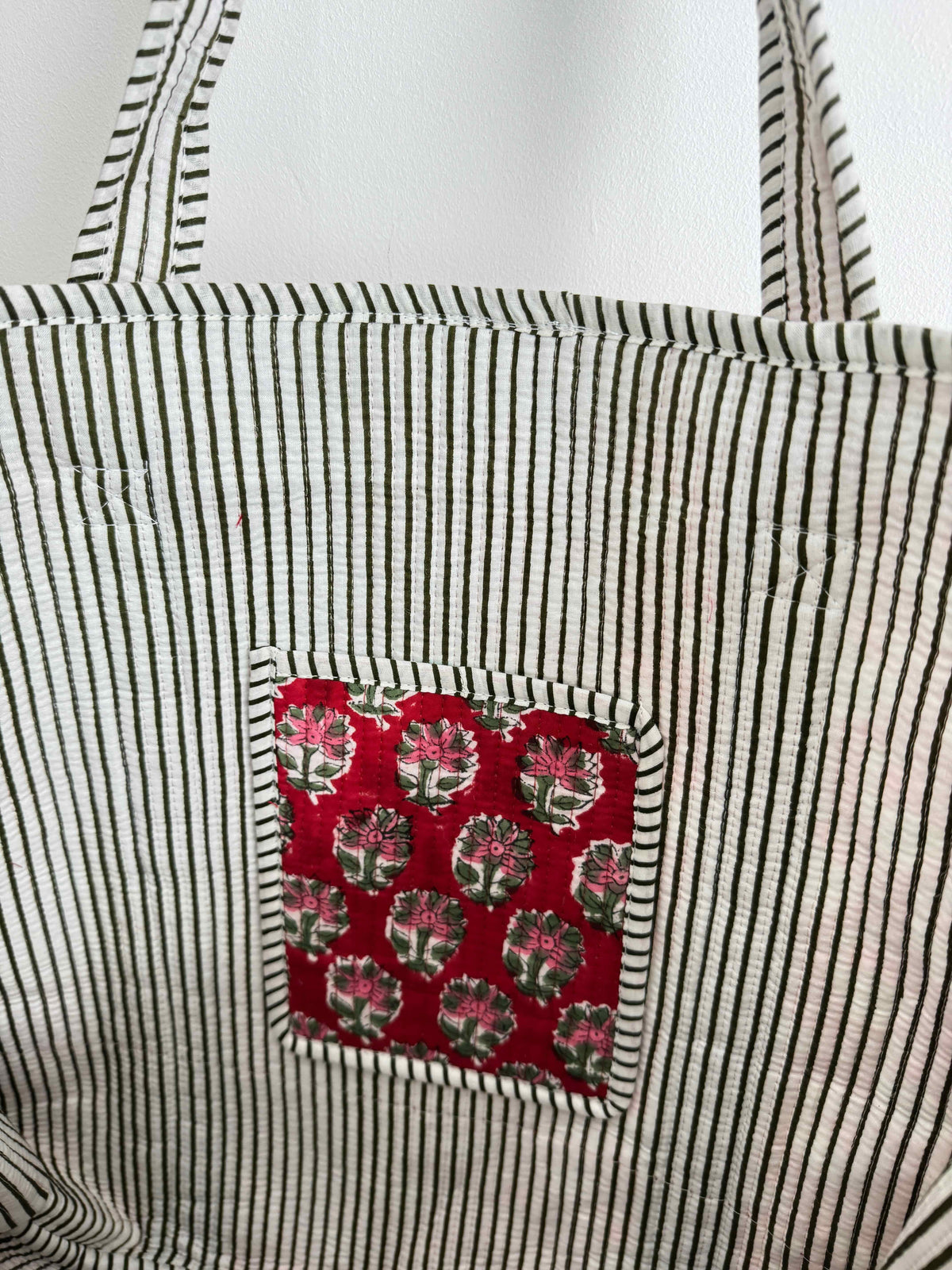 Winter Berry Quilted Tote Bag