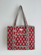 Winter Berry Quilted Tote Bag