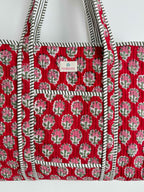 Winter Berry Quilted Tote Bag