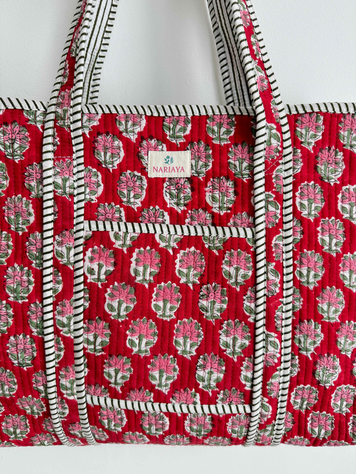 Winter Berry Quilted Tote Bag