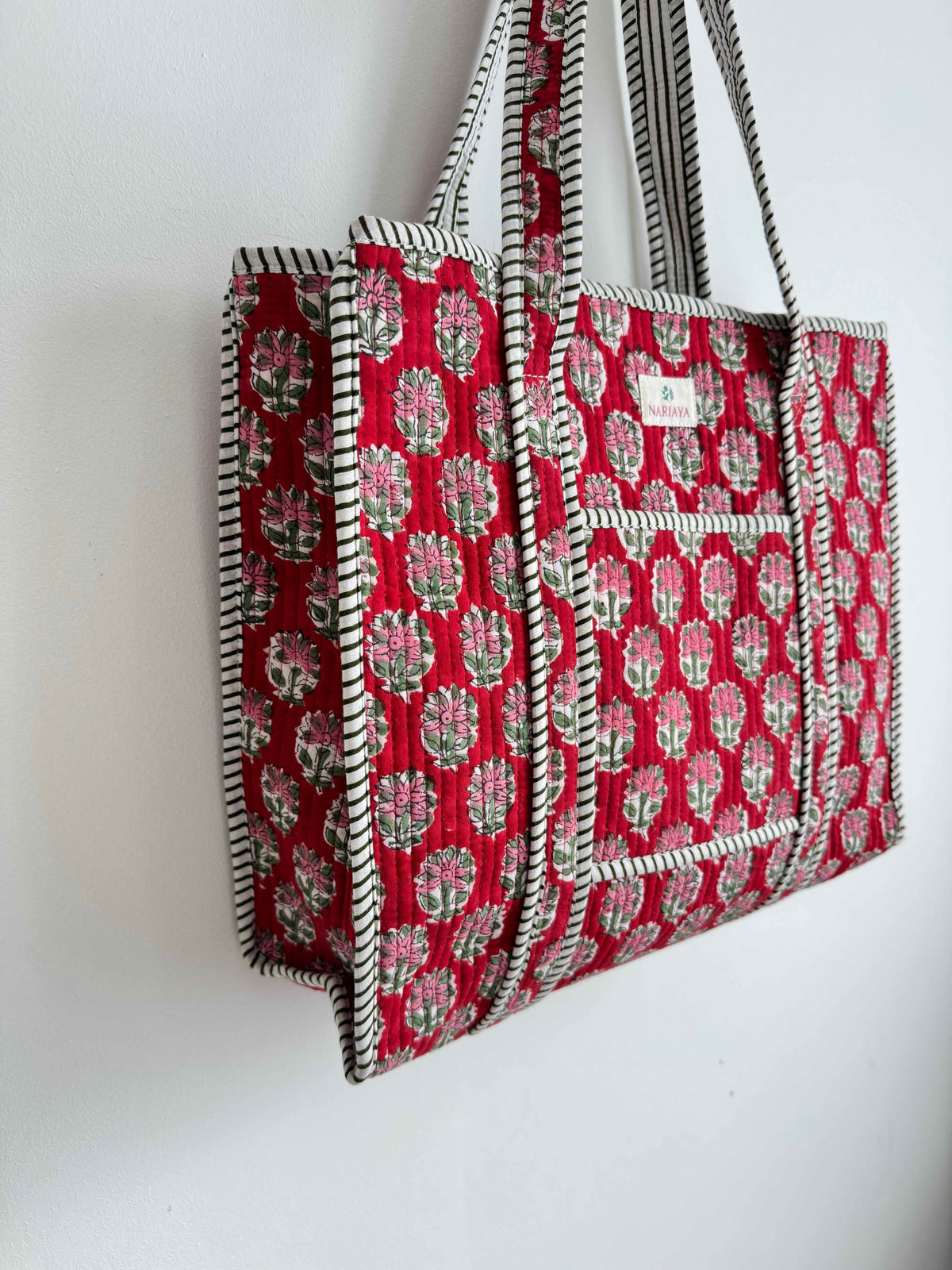 Winter Berry Quilted Tote Bag