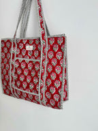 Winter Berry Quilted Tote Bag