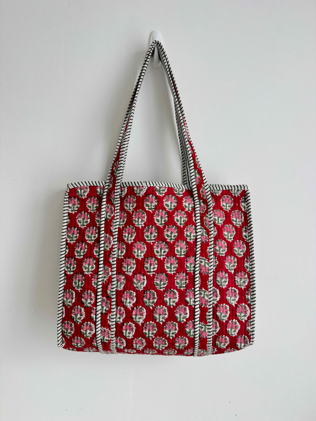 Winter Berry Quilted Tote Bag