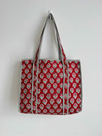 Winter Berry Quilted Tote Bag
