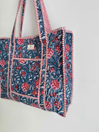 Wild Blue Quilted Tote Bag