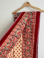Crimson Floral Lightweight Cotton Quilt - King Bed Size