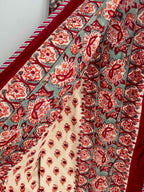 Crimson Floral Lightweight Cotton Quilt - King Bed Size