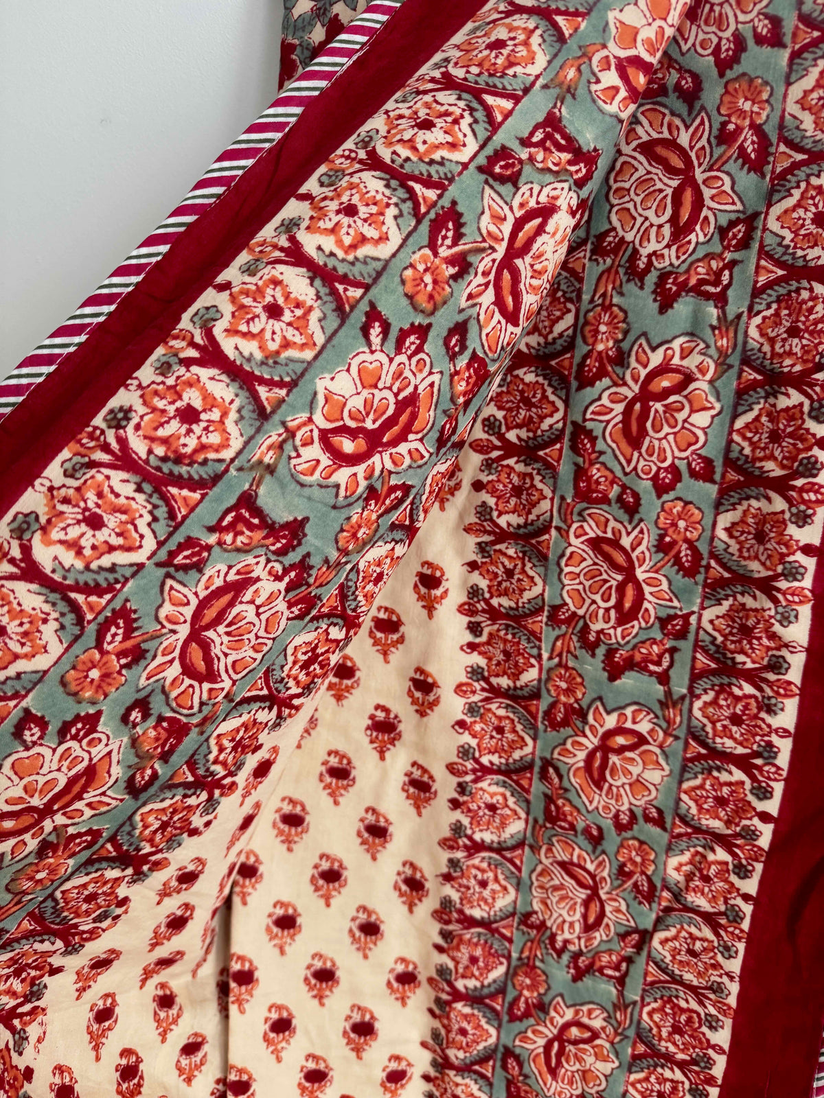 Crimson Floral Lightweight Cotton Quilt - Double Bed Size