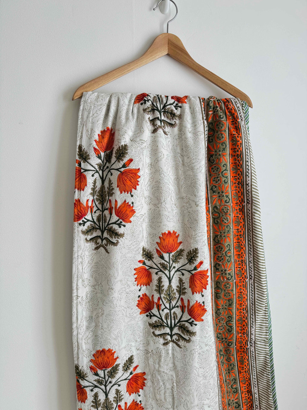 Orange Floral Lightweight Cotton Quilt - Double Bed Size