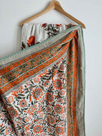 Orange Floral Lightweight Cotton Quilt - King Bed Size