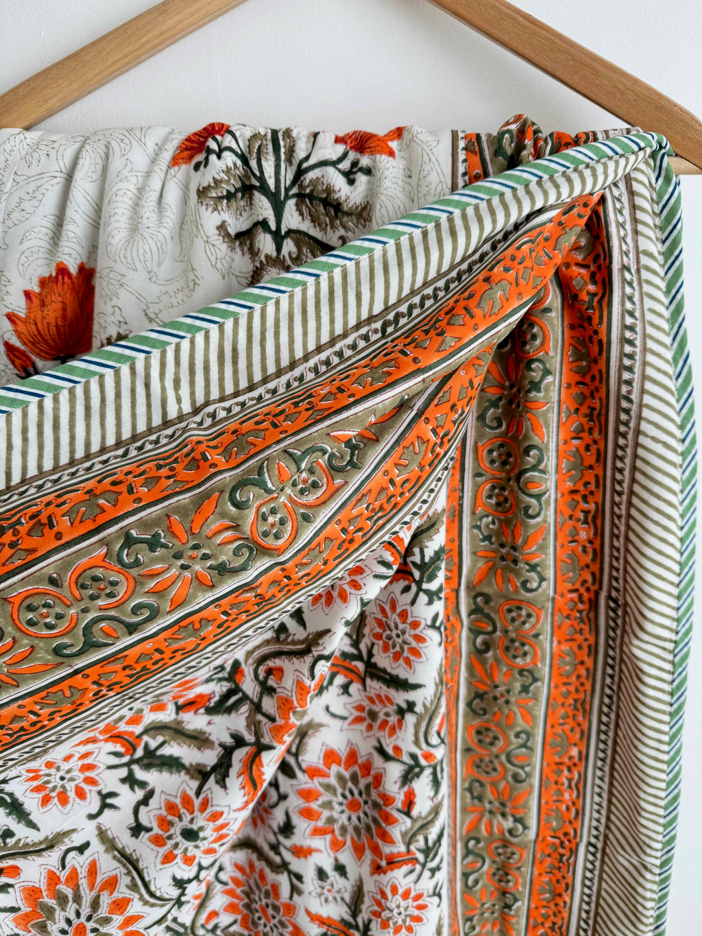 Orange Floral Lightweight Cotton Quilt - King Bed Size