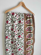 Rose Pink & Green Floral Lightweight Cotton Quilt - King Bed Size