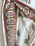 Rose Pink & Green Floral Lightweight Cotton Quilt - King Bed Size